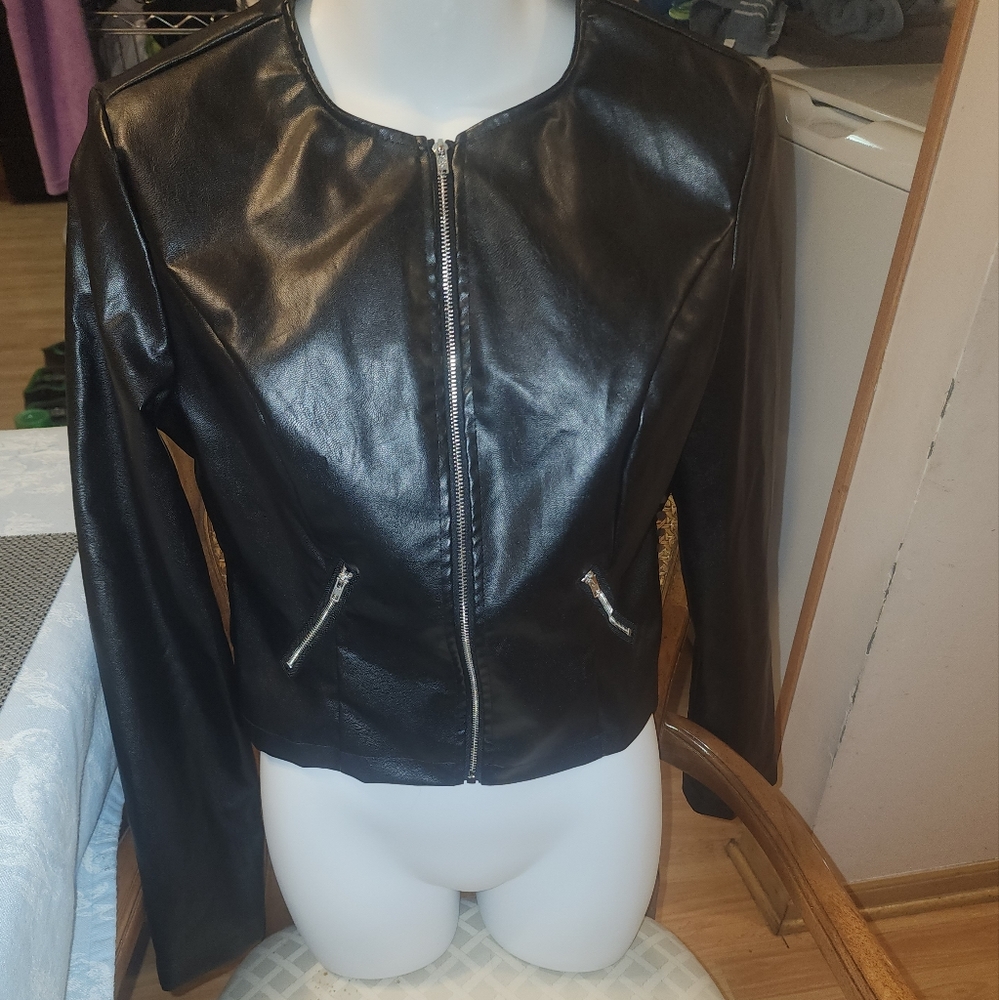 Shein Black Polyurethane Jacket  S